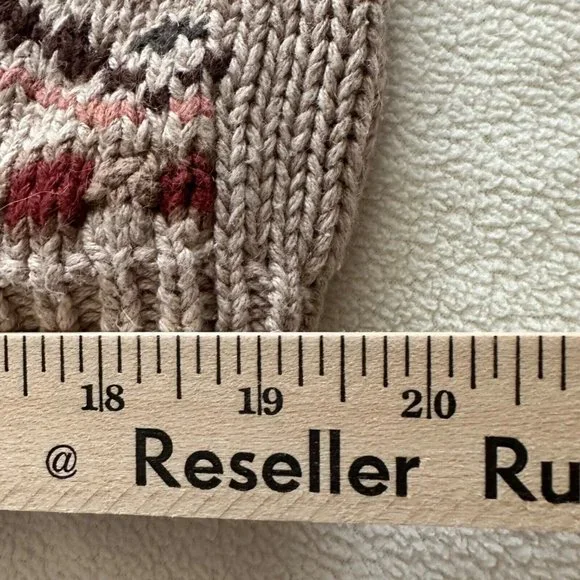 VNTG 80's Chrysantheme Cottagecore Cozy Beige Floral Padded Shoulder Sweater Med - Picture 4 of 9